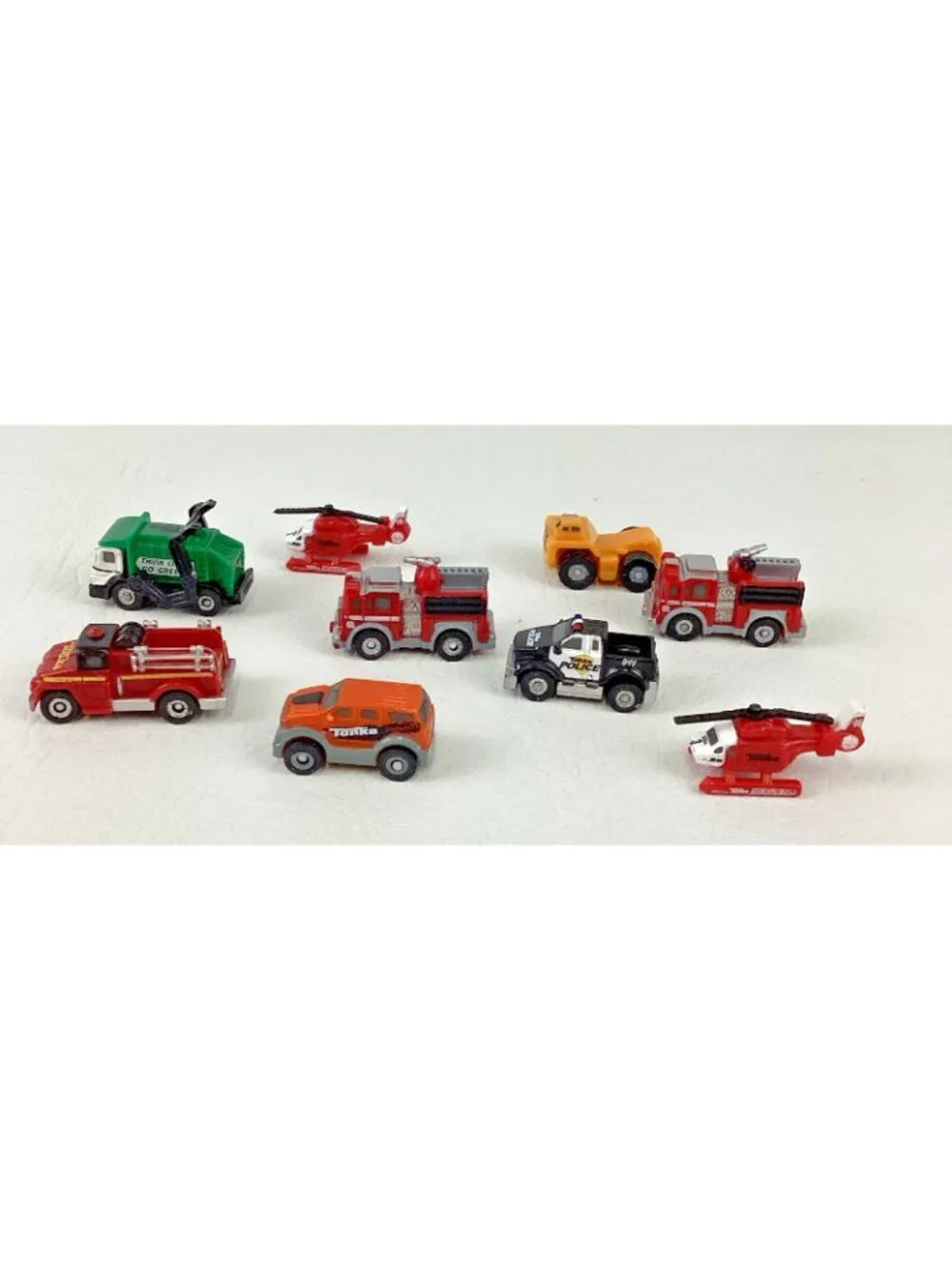 Tonka Tinys Micro Mini Vehicle Lot Fire Engine Garbage Truck Helicopter Police